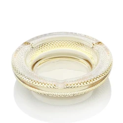 Ion plating Amber Colored Crystal Glass Ashtray Modern Design Ashtray with Diamond