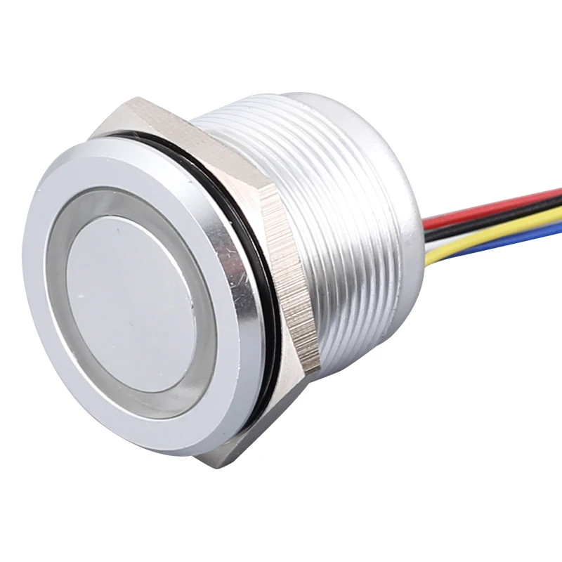 19mm 1NO momentary 12vdc metal waterproof flat head ring illumination push button micro travel switch