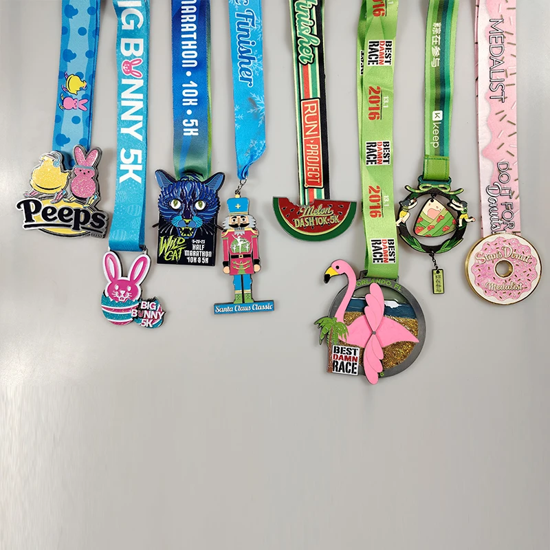 sport finishers marathon medal cheap runners fun virtual trail running mountain medal with ribbon color 5k 10k run race sport