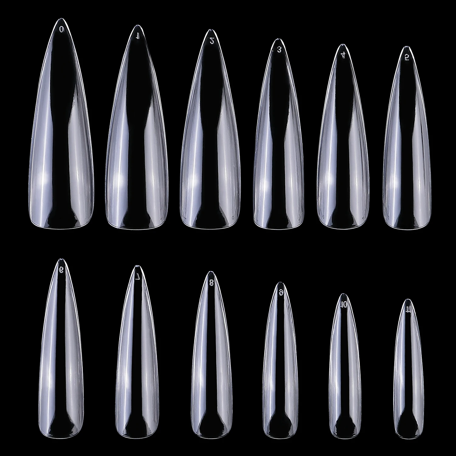 YIMART 600pcs/pack XL Lengthen Stiletto False Nails Oval Stiletto Sharp Full Nail Tips Acrylic UV Gel Full Cover Nail Tips