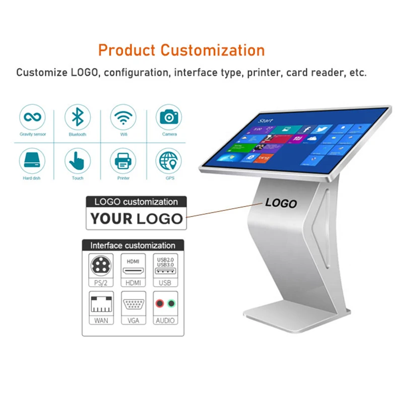 Floor Standing Indoor Monitor Android Digital Signage Display Panels Interactive Advertising Display