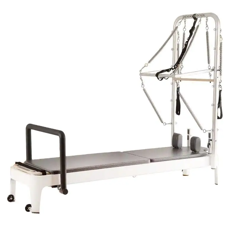 pink Pilates Reformer Aluminum Alloy Full Track Semi-elevated With Tower Pilates Reformer