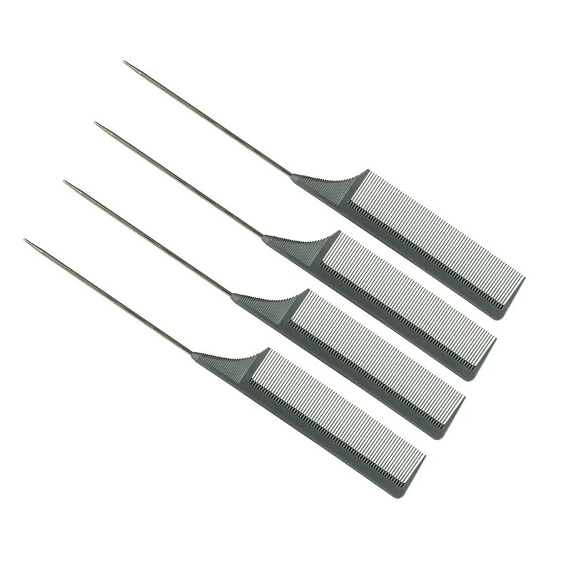 2024 High Quality Plastic Carbon Fiber Hair Comb with Steel Tail