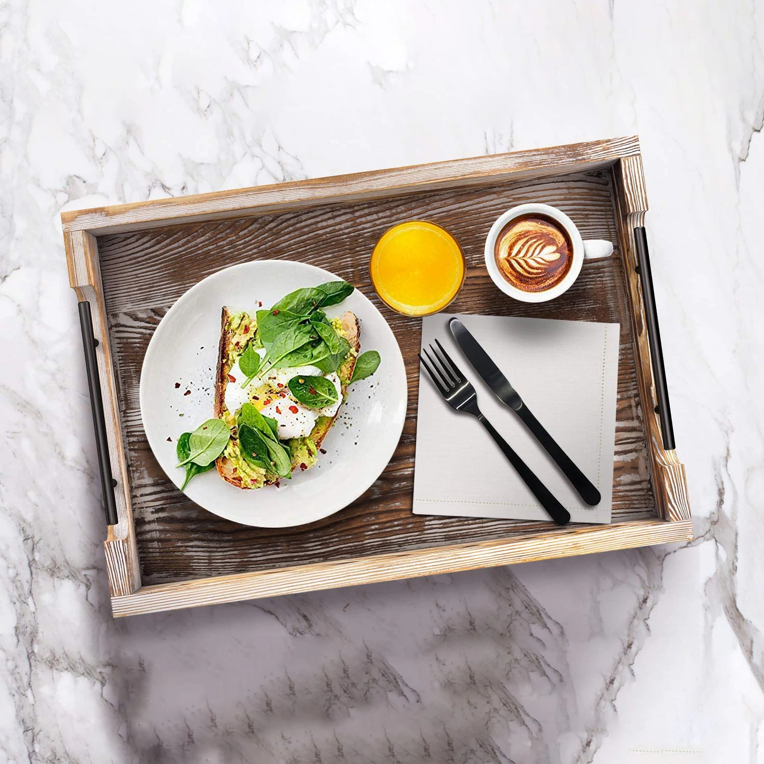 TAOTAOJU source factory square serving tray customized solid wood coffee tray pine with handle dinner plate wooden tray