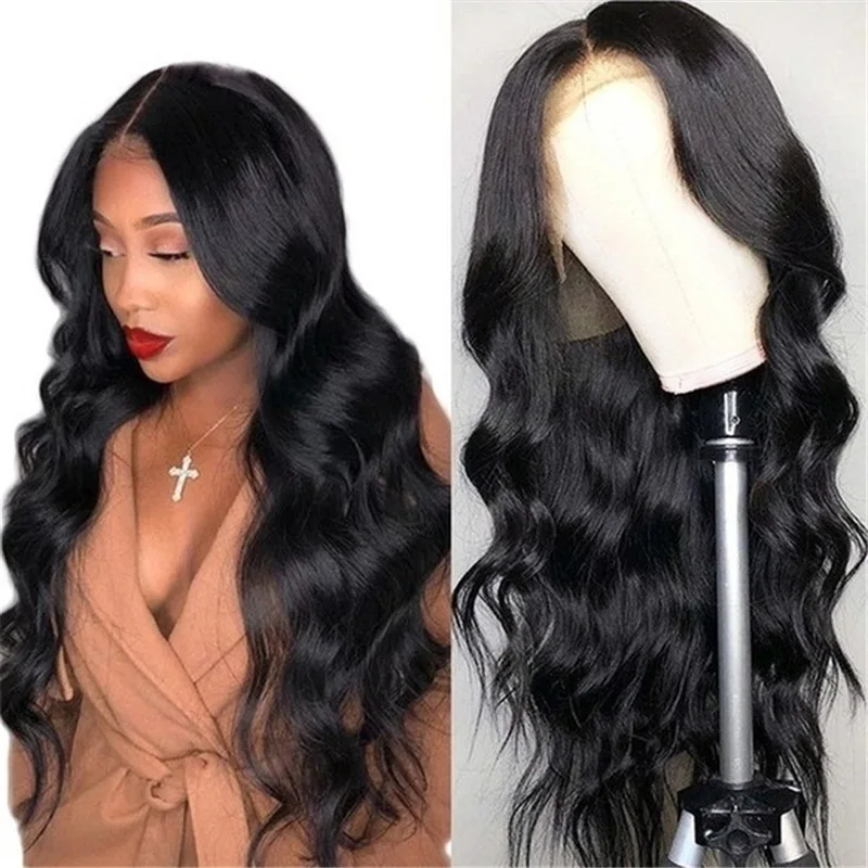Body Wave Glueless Wig with Black Natural Color Virgin Human Hair Cuticle Aligned HD Transparent Swiss Lace Frontal
