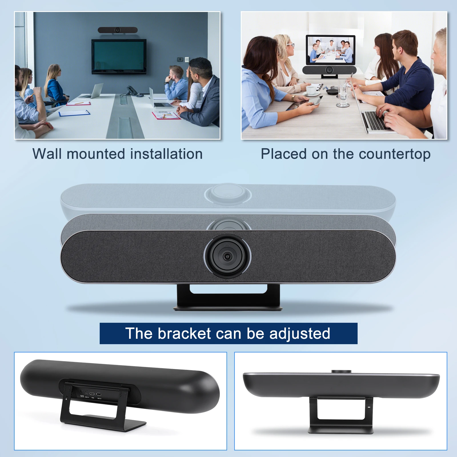 Video Conferencing System Ultra HD 5x EPTZ Camera 4K BF Microphone/ Speaker Voice Tracking 4K All in One Video Bar