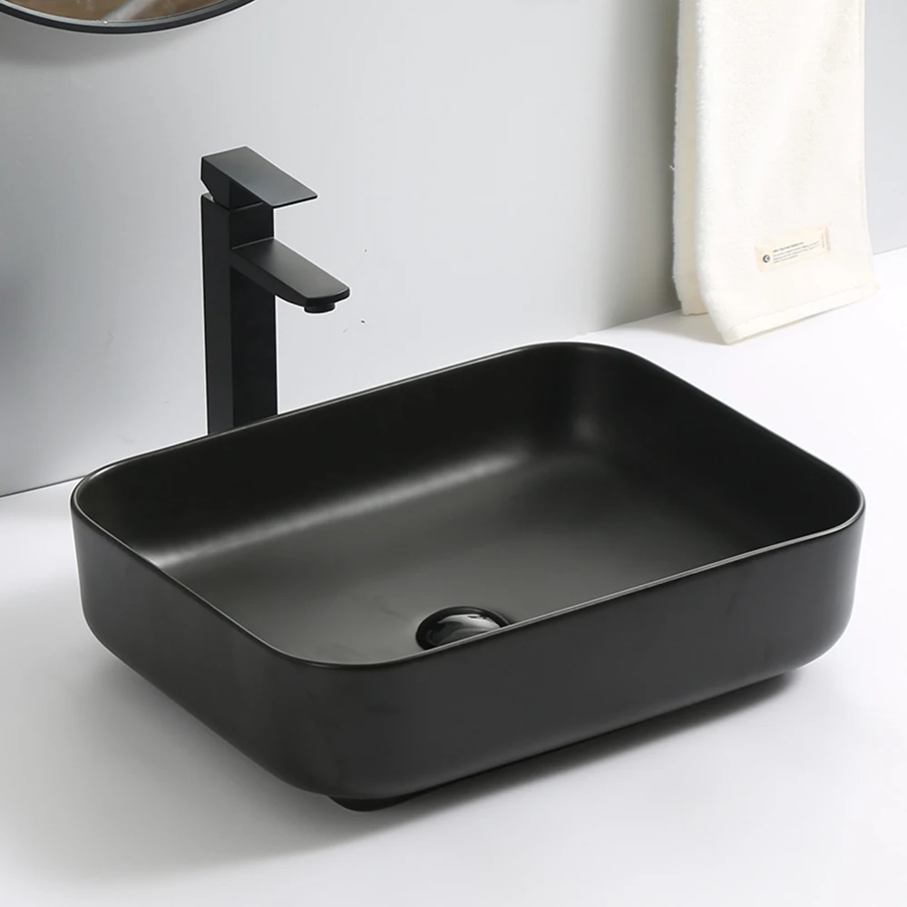 lavamanos rectangular design white ceramic counter bathroom sink wash basin for hotel villa