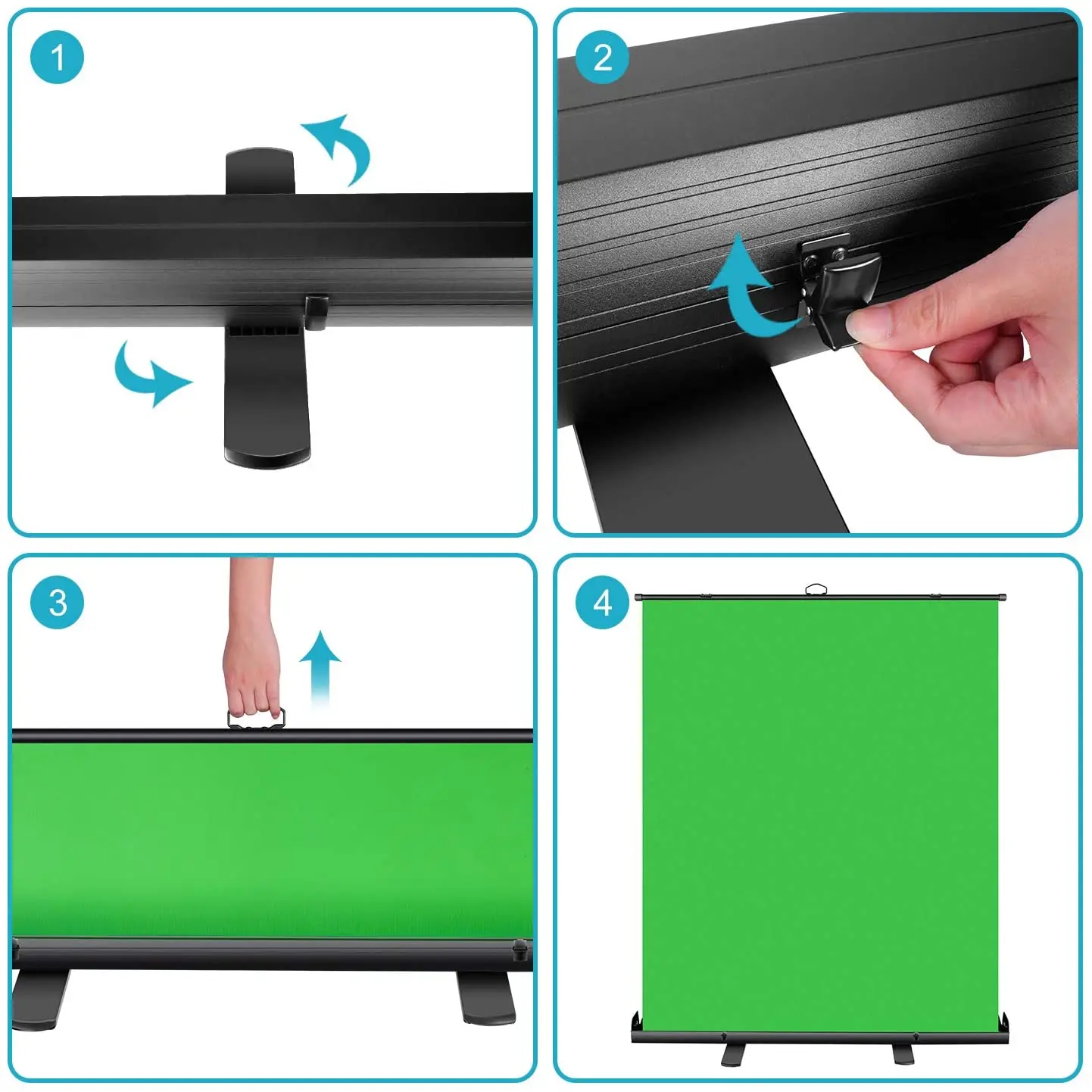 1.5m*2m  Manual Floor Pull Up Portable Portable Collapsible Green Screen with stand