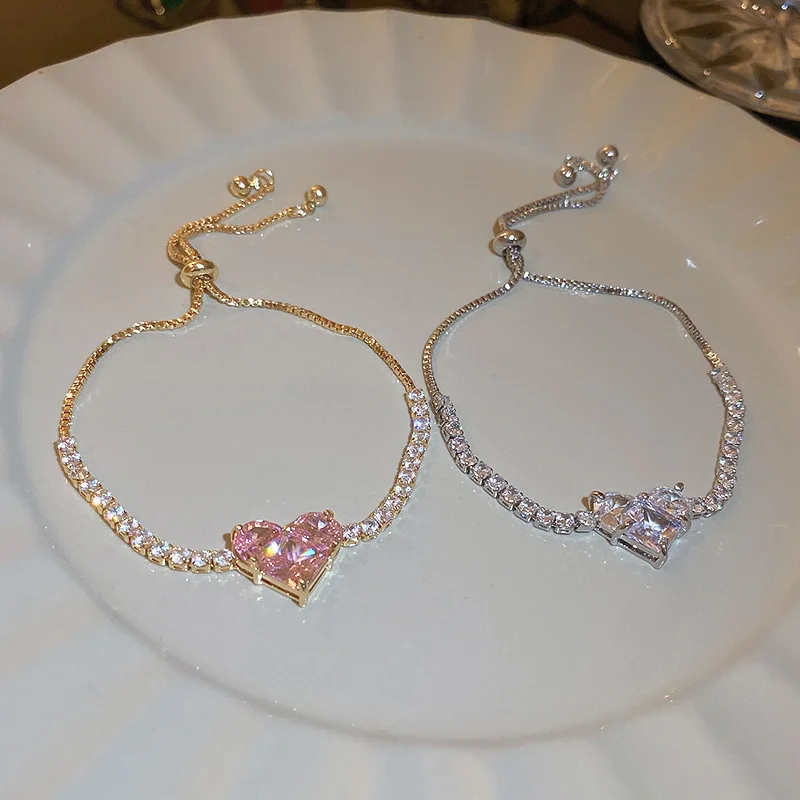 DAIHE Luxury Zircon Love Adjustable Bracelet Korean Fashion Design Friendship Bracelet