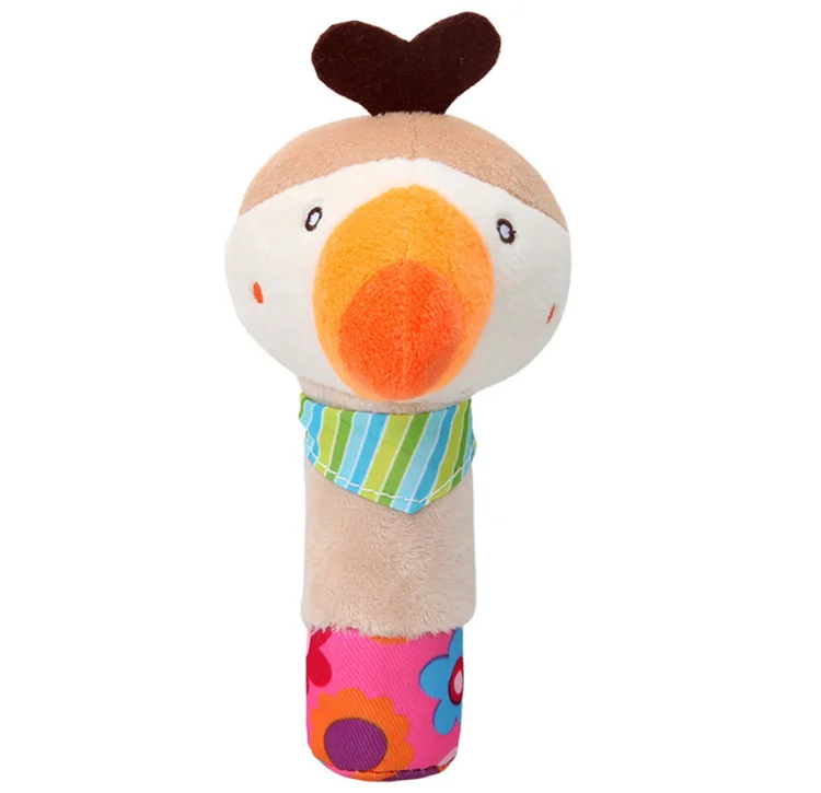 BBSky Stuffed Animal Baby Soft Plush Hand Rattle Squeaker Stick toy