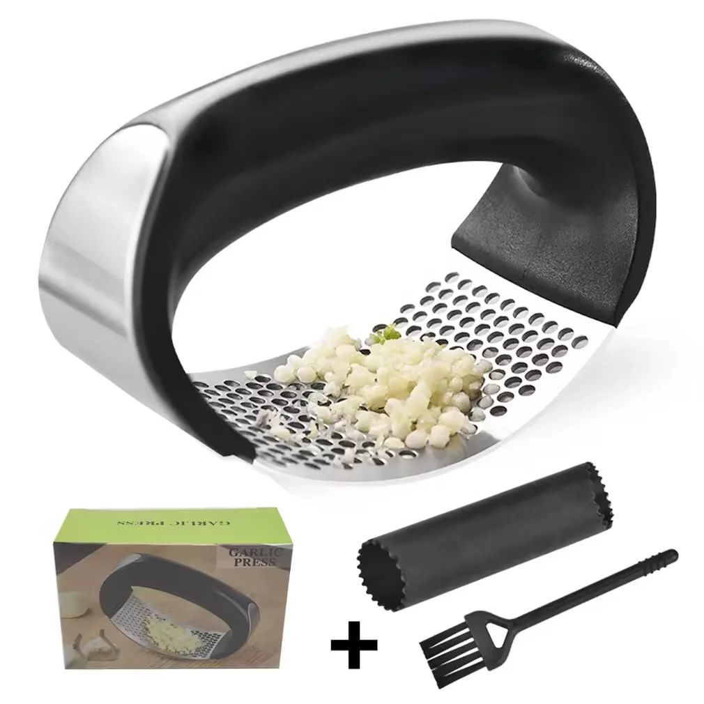 3 in 1 Professional kitchen gadgets plastic stainless steel rocker Mincer Crusher garlic too press Chopper and roller
