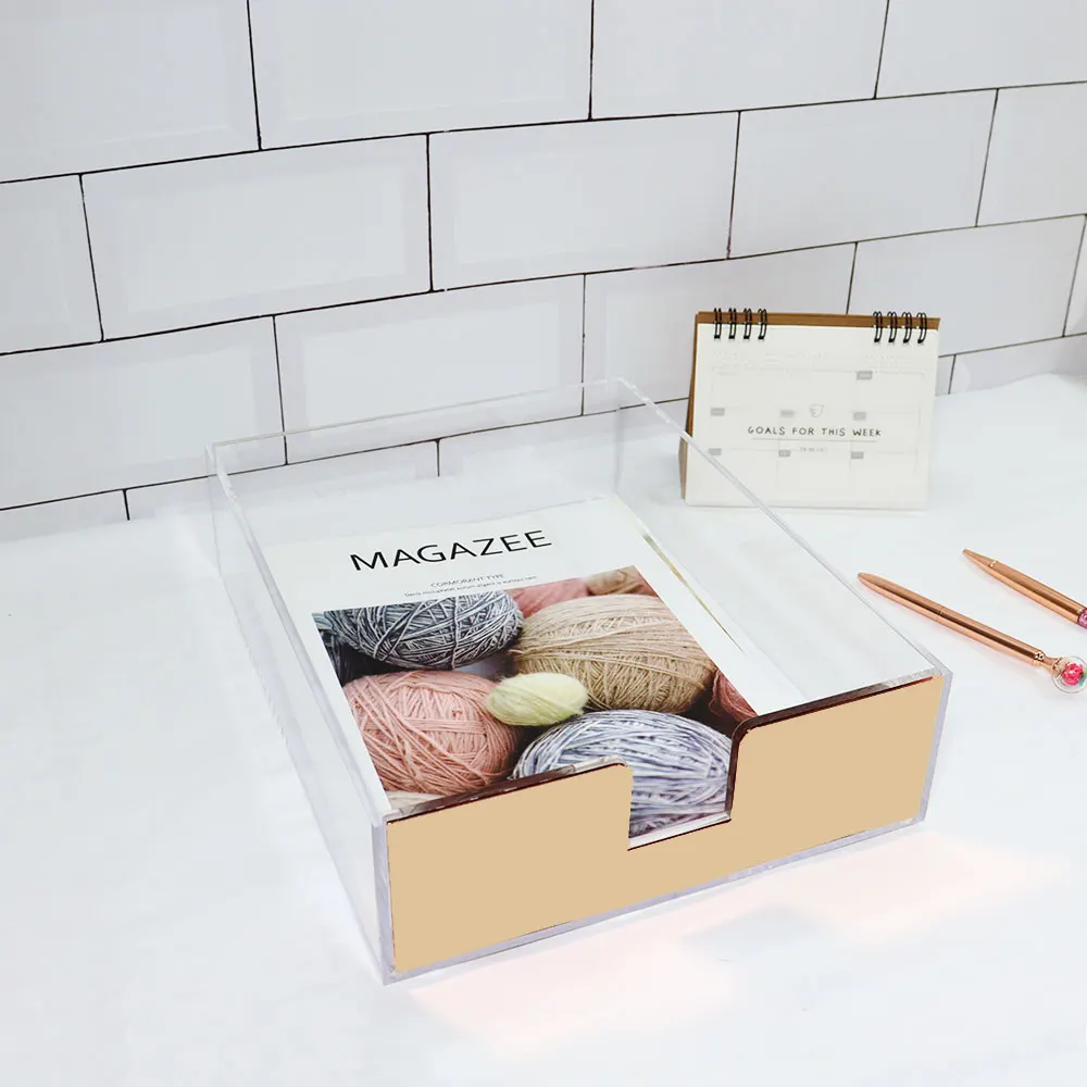 Канцелярские подарки настольный органайзер золотые лотки для файлов прозрачный лоток