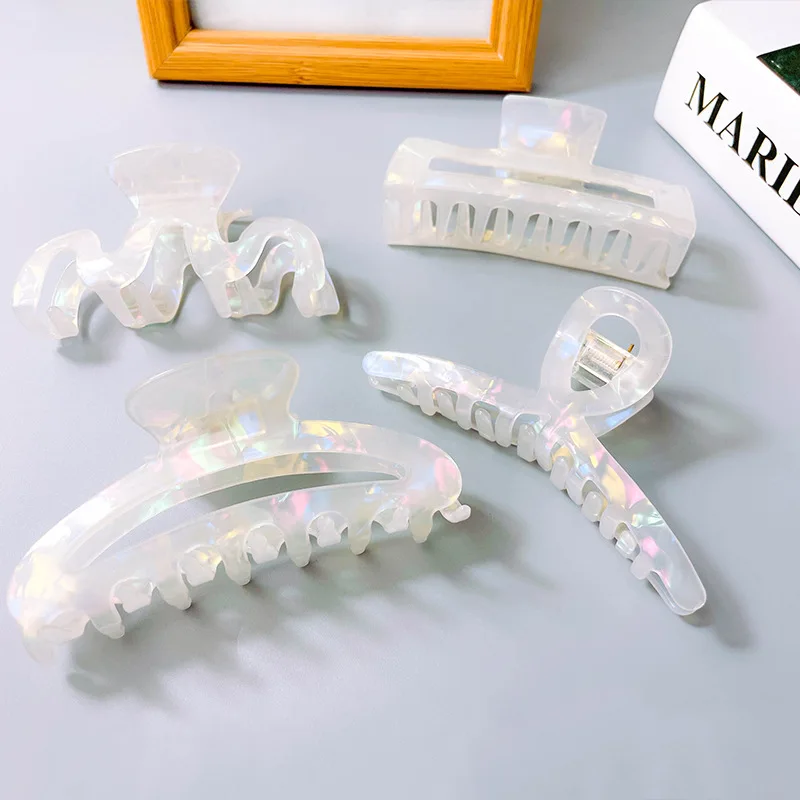 Большие заколки для волос, новые модные геометрические пластиковые заколки-крабы для волос в виде полумесяца для женщин, густые волосы