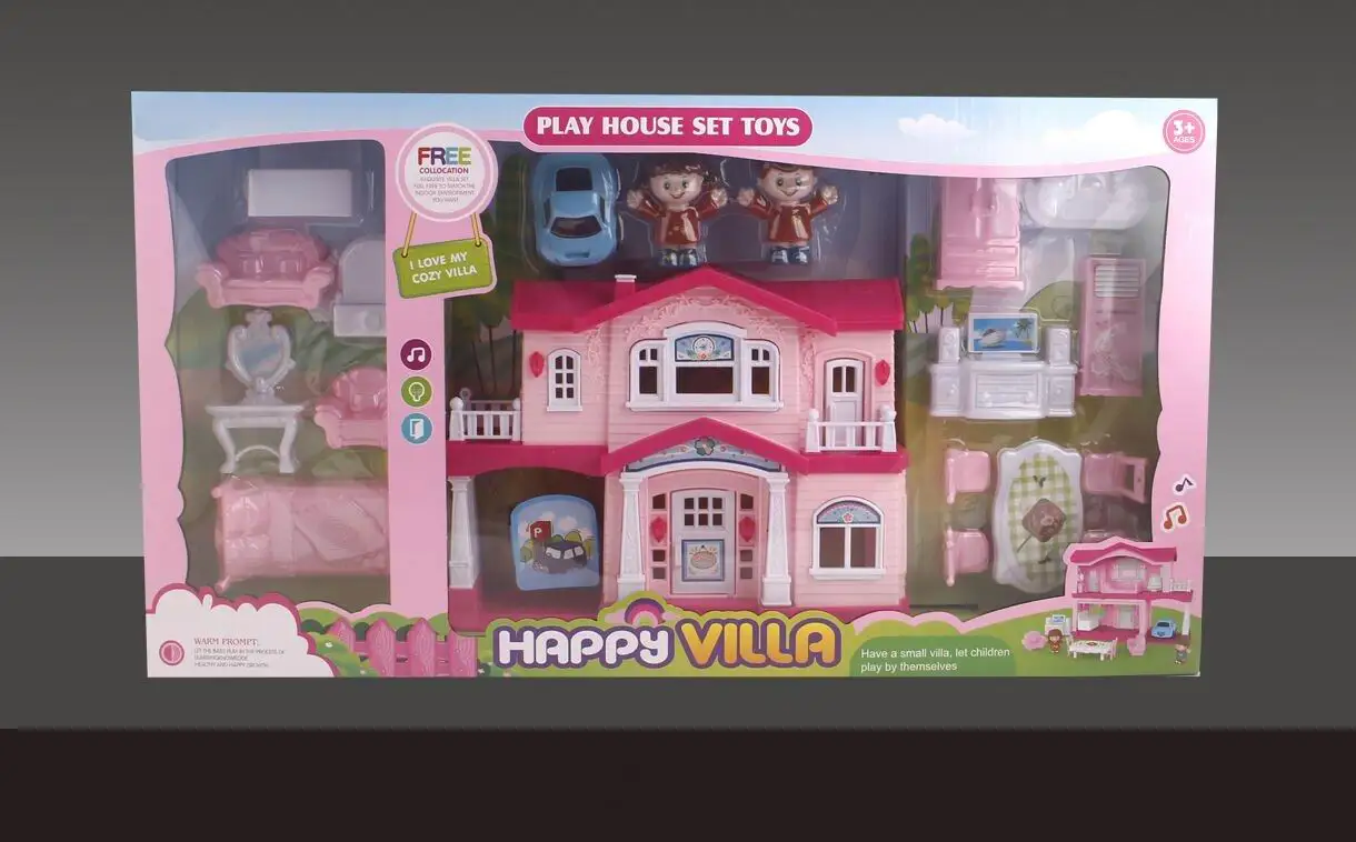 Beautiful house toy Kids play plastic model villa toys girl princess castle set DIY doll