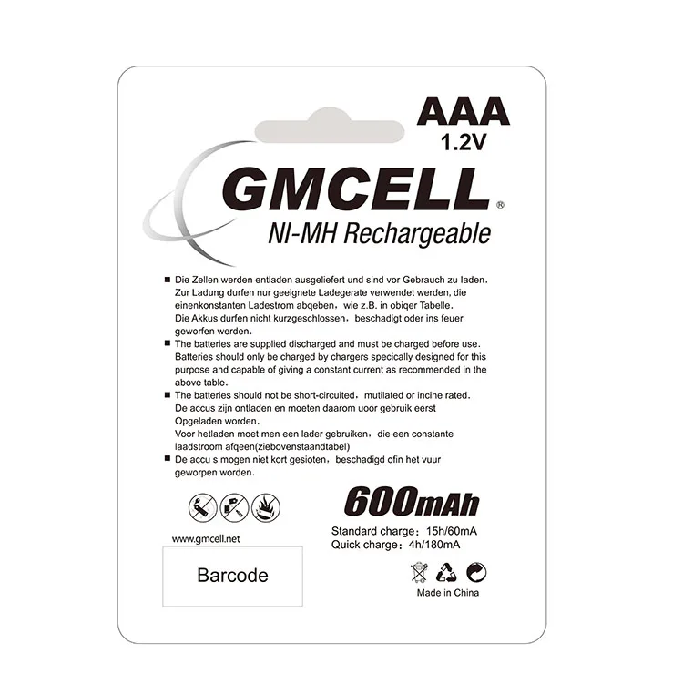 NI-MH 2/3aaa battery 1.2v aaa 600mah 1.2v ni-mh rechargeable battery 1.5v aa ni-mh rechargeable battery