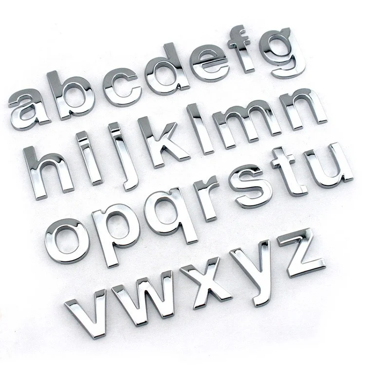 Matte Black Alphabets Chrome Letters For Decorate DIY Number Cars
