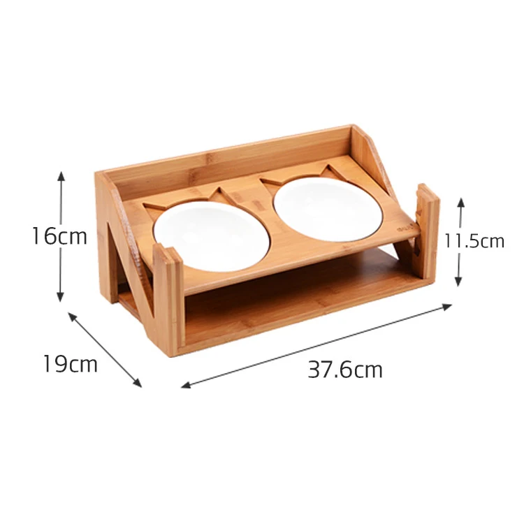 Bamboo Dining Table Oblique Stand for Cats Dogs Kitten and Puppy Pet Bowls new trend 2020
