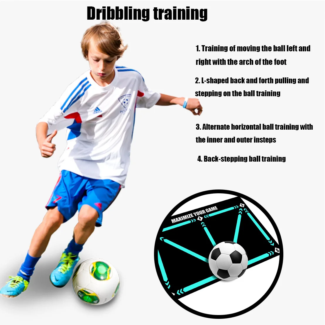 FDFIT Durable Non-slip Training Mat - Foldable Football/Soccer Training Mat for Kids and Teens - Customizable