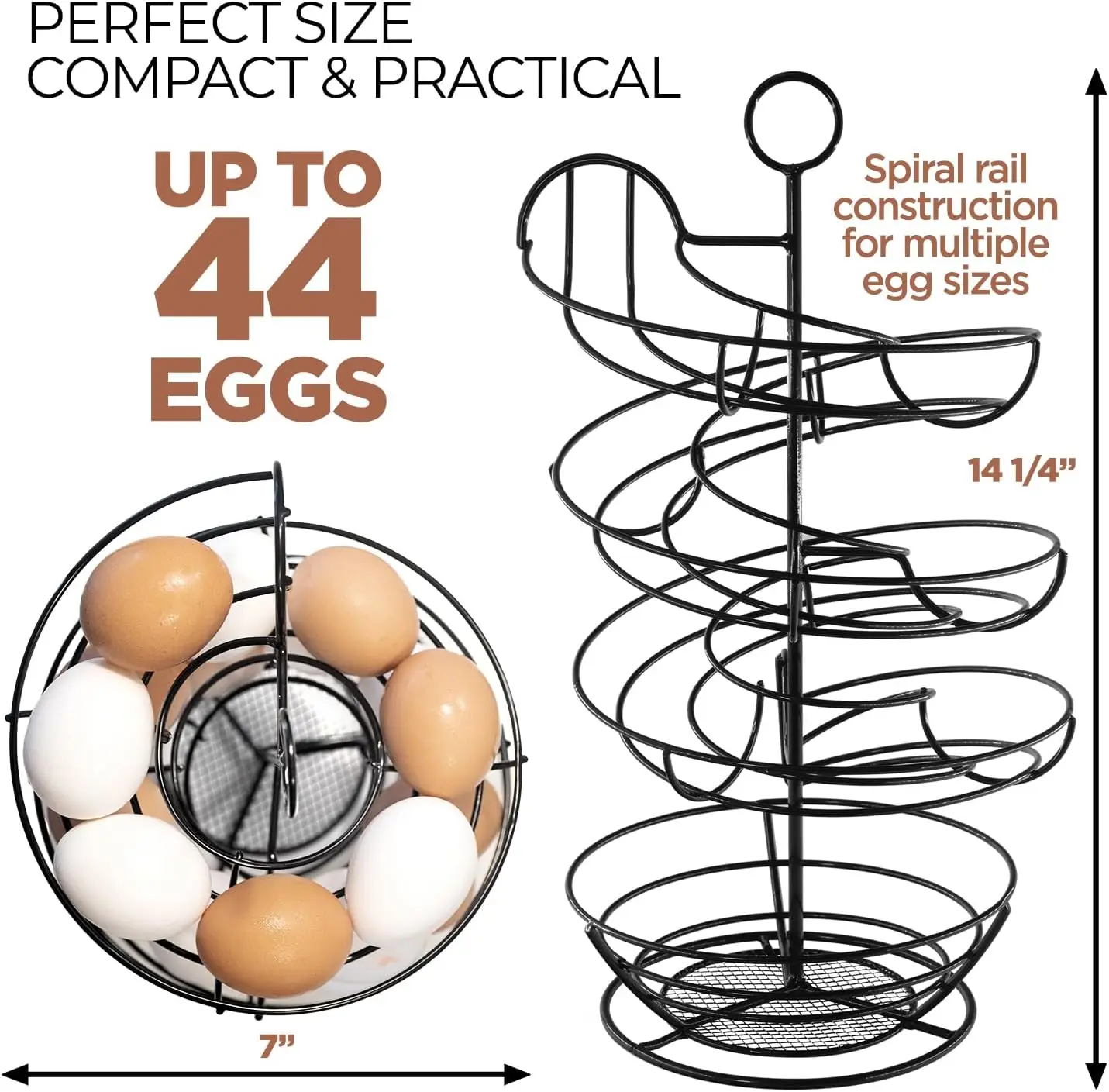 Egg Stand Egg Deluxe Modern Spiraling Dispenser Rack Chrome Plated Freestanding Wire Chicken Egg Storage Organizer