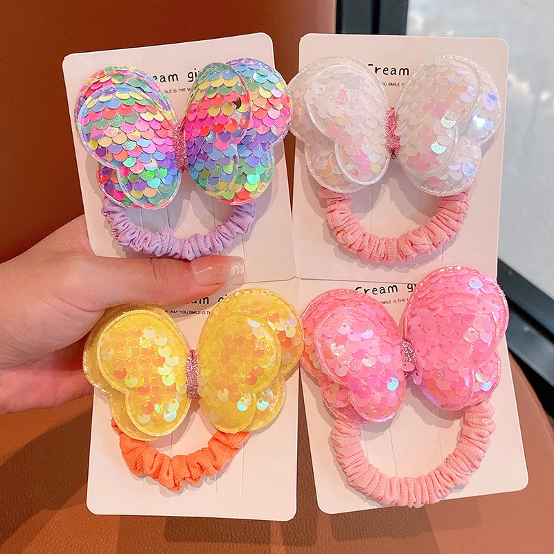 Wholesale High Quality in Stock Ponytail Girls Sequin Bow Headstring Cute Plastic Hair Accessories for Little Girls Women