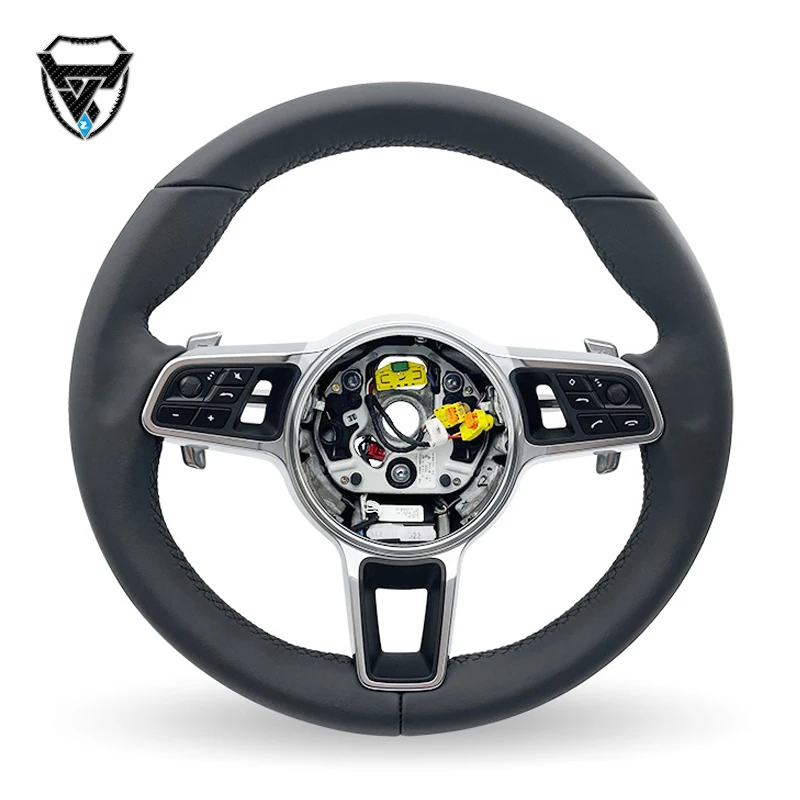 Fully perforated leather handle with customizable color for steering wheel modification for Porsche 2006-2013 ZC-BSJ-2