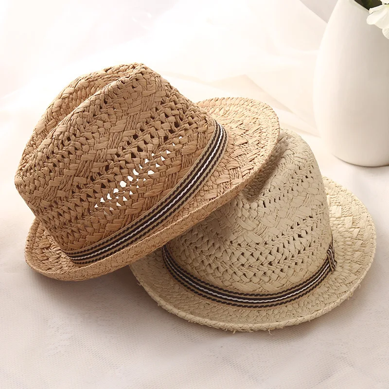 Outdoor Women Men Unisex Spring Summer Breathable Sun Straw Braid Floppy Fedora Beach Panama Cap Straw Hats