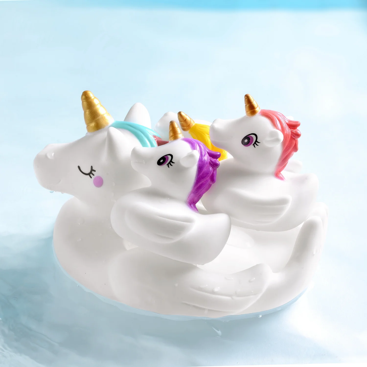Promotional Rubber Unicorn Bath Toy Custom PVC Animal Toys Set Squeaky Bath Unicorn Kids Bathtub Water Bath Toy