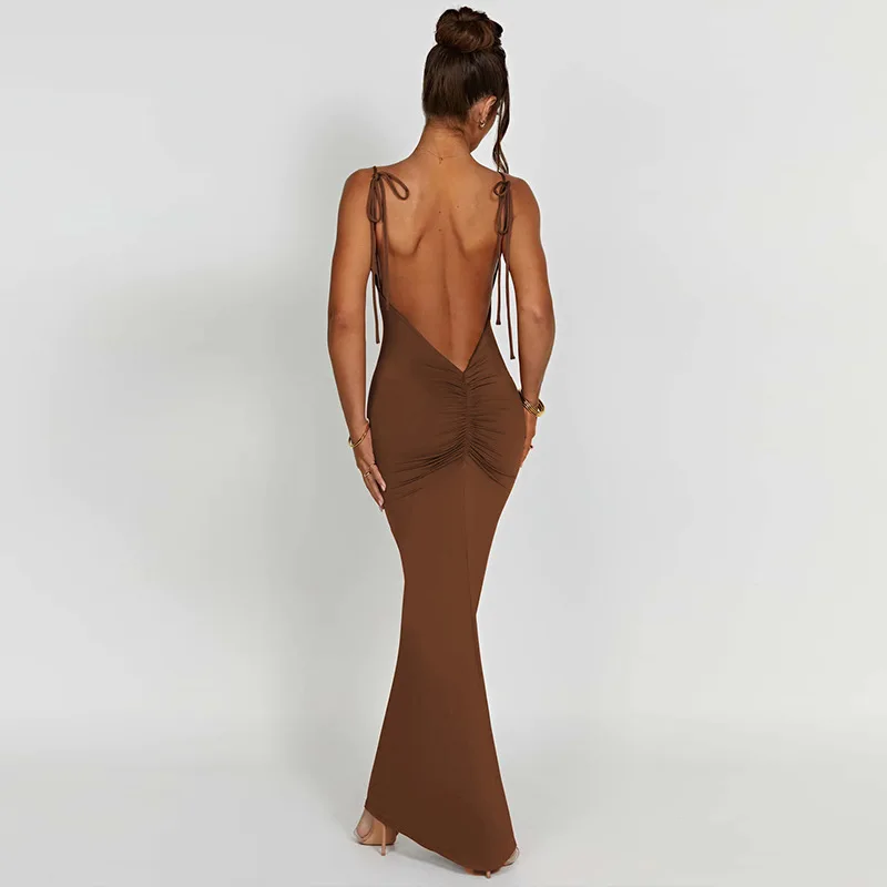 Wholesale long classy dresses sexy backless bodycon women dress 2023 elegant