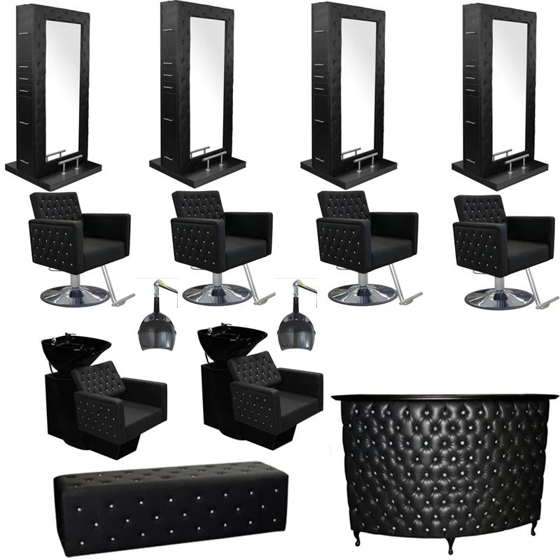 Hair Salon Furniture Beauty Salon Design Table White Double-Sided Hair Salon Mirror