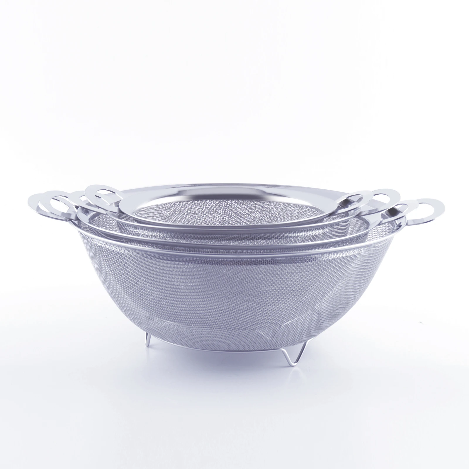 Manufacturer Wholesale Filter Vegetable and Fruit Stainle Steel Mesh Colander With Handle Stainless Steel Colander