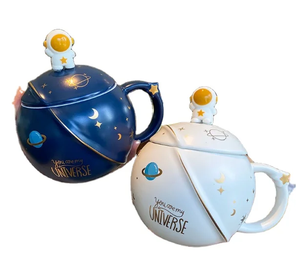 3D Round Astronaut Cute Planet Ceramic Mug Couple Drinking Super Cartoon Office Tea  Mug Coffee Cup Cool Cup