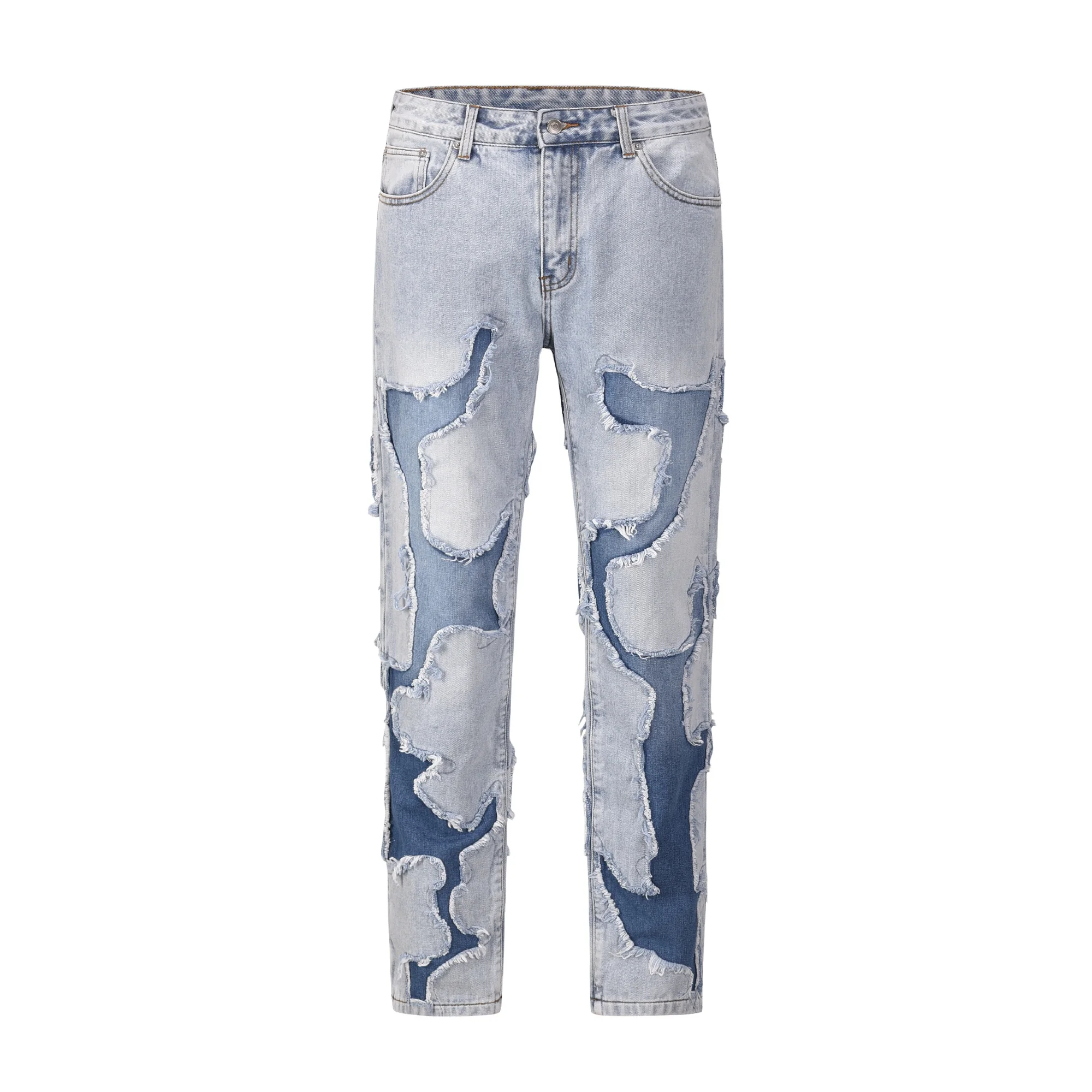 OEM FOG private blue fashion brand drop shipping stock ripped patch jeans men