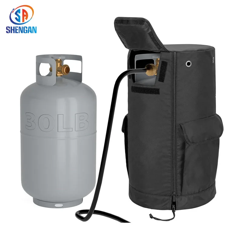 Outdoor 20 lb Propane Tank Cover with Tabletop Feature and 2 Pockets, Grill Gas Tank Cover for 20 lb Propane Tank Cylinder
