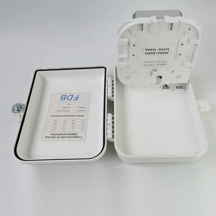 FTTH ODP/ODB/FDB/NAP Optical Distribution Box ABS SC FC Fiber Optik Box 16 8 Core 16c 1:8 White 2 in 8 Out Black or White or OEM