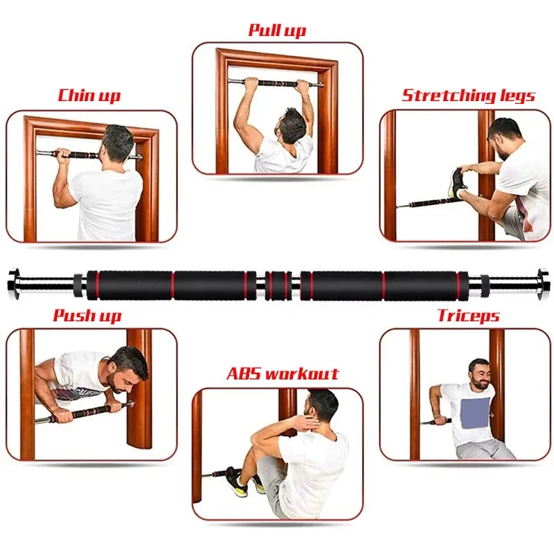 
200kg Door Horizontal Bars 60-100cm Steel Adjustable Training For Home Gym Workout Sport Fitness Pull Up Bar Equipm 