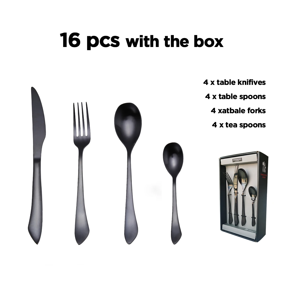 hot sale new model wedding luxury high quality fashion design fork spoon knife cutlery stainless steel flatware set