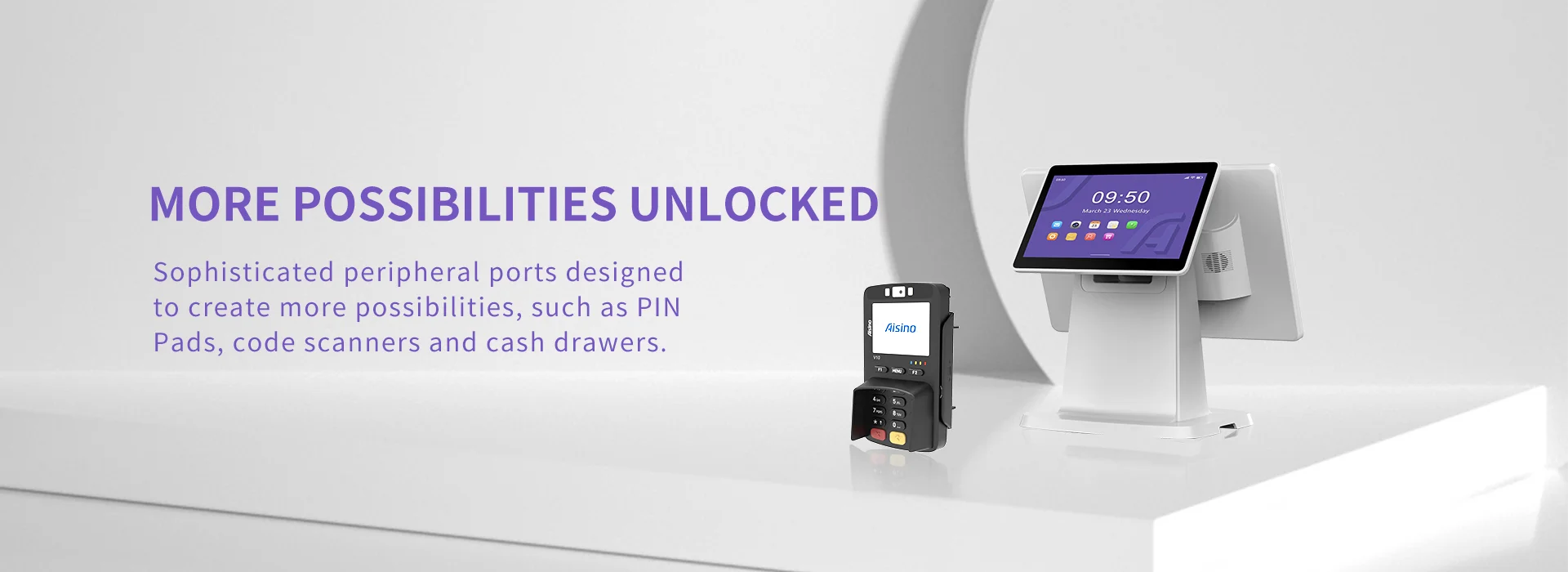 Point of Sale Dual Screen Windows10 True Flat Touch Screen Desktop Pos Grocery Cash Register