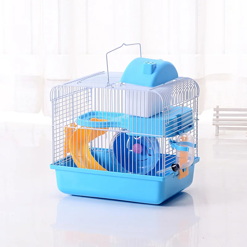 Hot Double Floor Luxury  Pet Houses Wire Mesh Plastic Small Hamster Cage