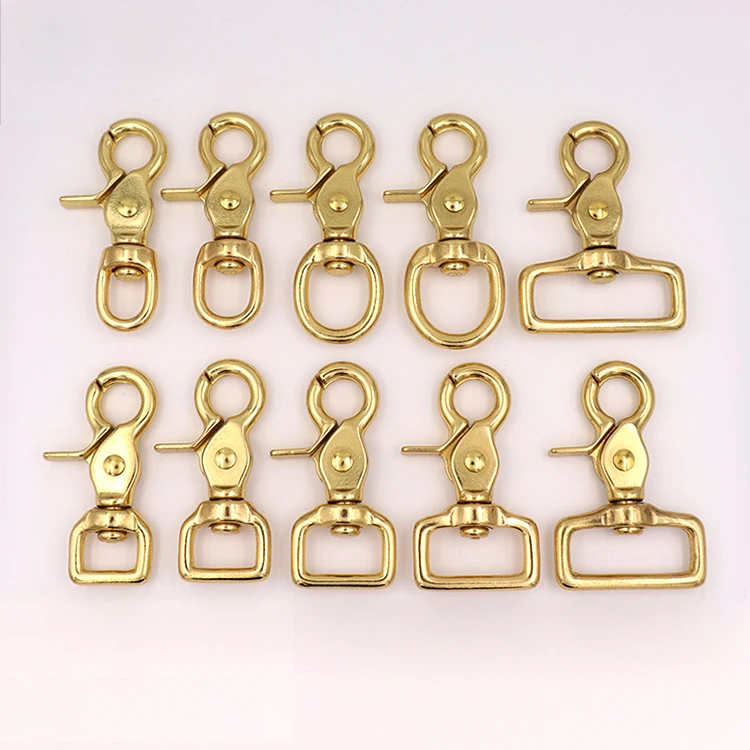 Hot sale custom  fastener gripper leather snap hook buckle metal trigger hook brass spring swivel lobster clasp snap hook