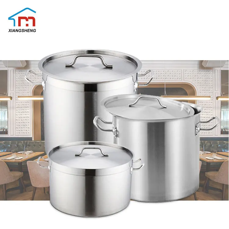Xiangsheng Large Size Cookware Stainless Steel Soup & Stock Pot With Sandwich Bottom