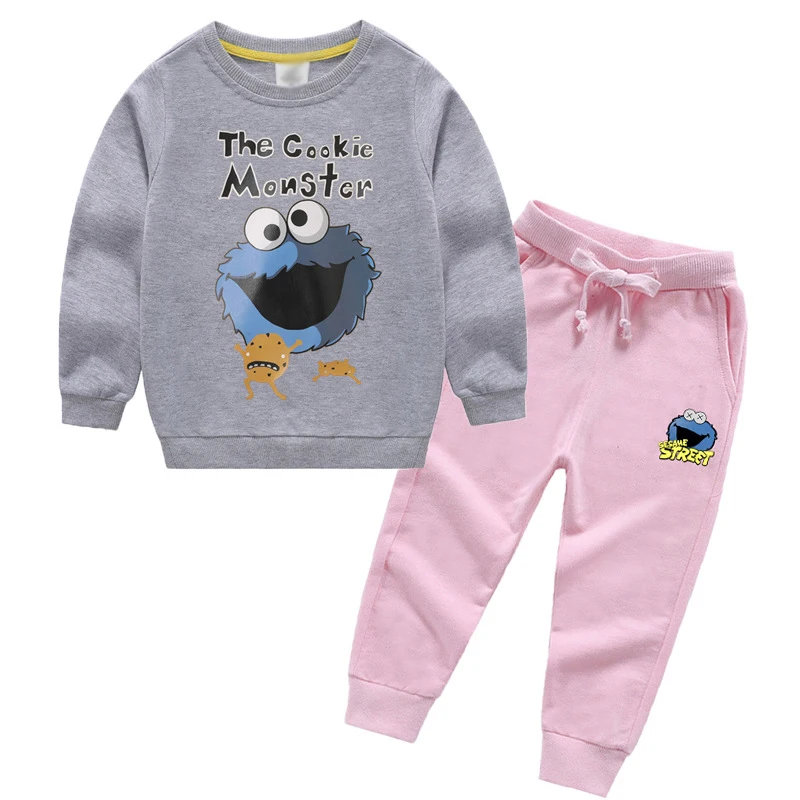 Neue Herbst Kinder Junge Mädchen 100% Baumwolle niedlich bedruckte Sweatshirt Hose zweiteilige Kinder Freizeit kleidung Set