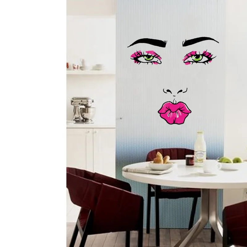 SK36002 Woman Face Removable Home Decor Fashion Modern Wall Stickers Women