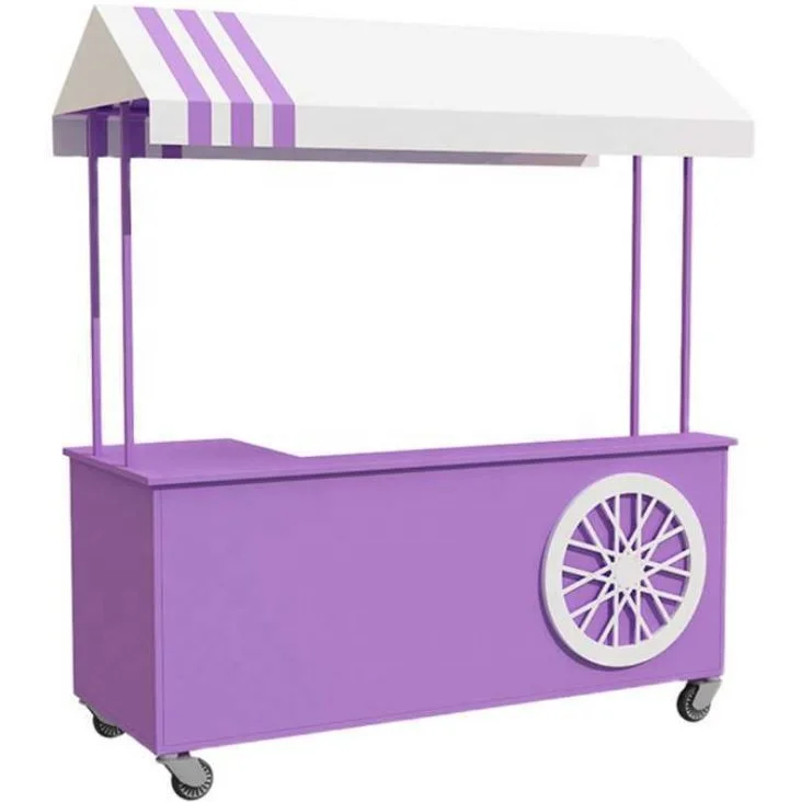 In stock Product Display Shelf Supermarket Goods Snacks Trolley Mobile Kiosk Small Business Food Vending Cart