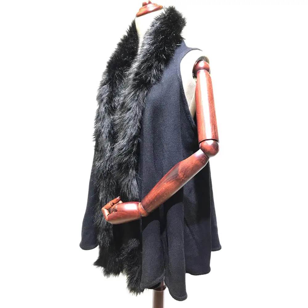 
hot knitting cashmere shawls for women winter with fox fur and sleeveless scarf and shawls 
