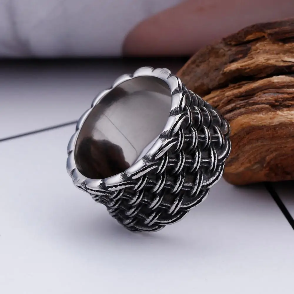 KALEN Fashion Biker Ring Silver Anillos Acero Inoxidable Vintage Stainless Steel Ring For Men