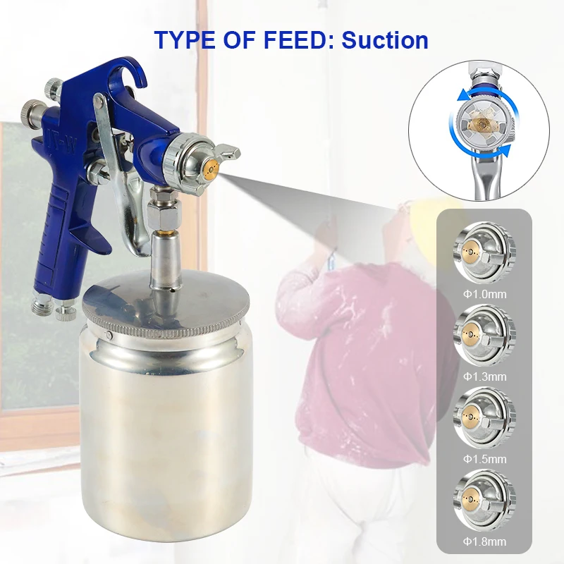 W-71S High Pressure Spray Gun 600cc Capacity Air Spray Gun