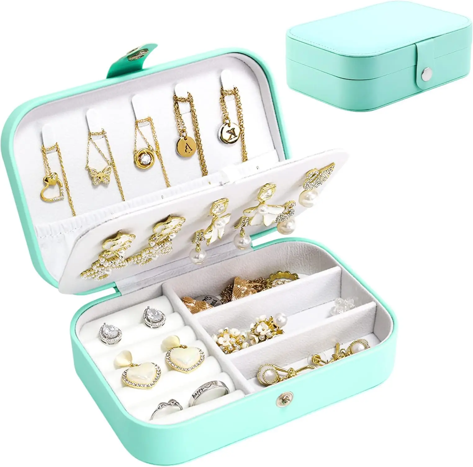 New Style Travel Earring Ring Necklace Jewelry Storage Box Waterproof Leather Gift Box Organizer For Women