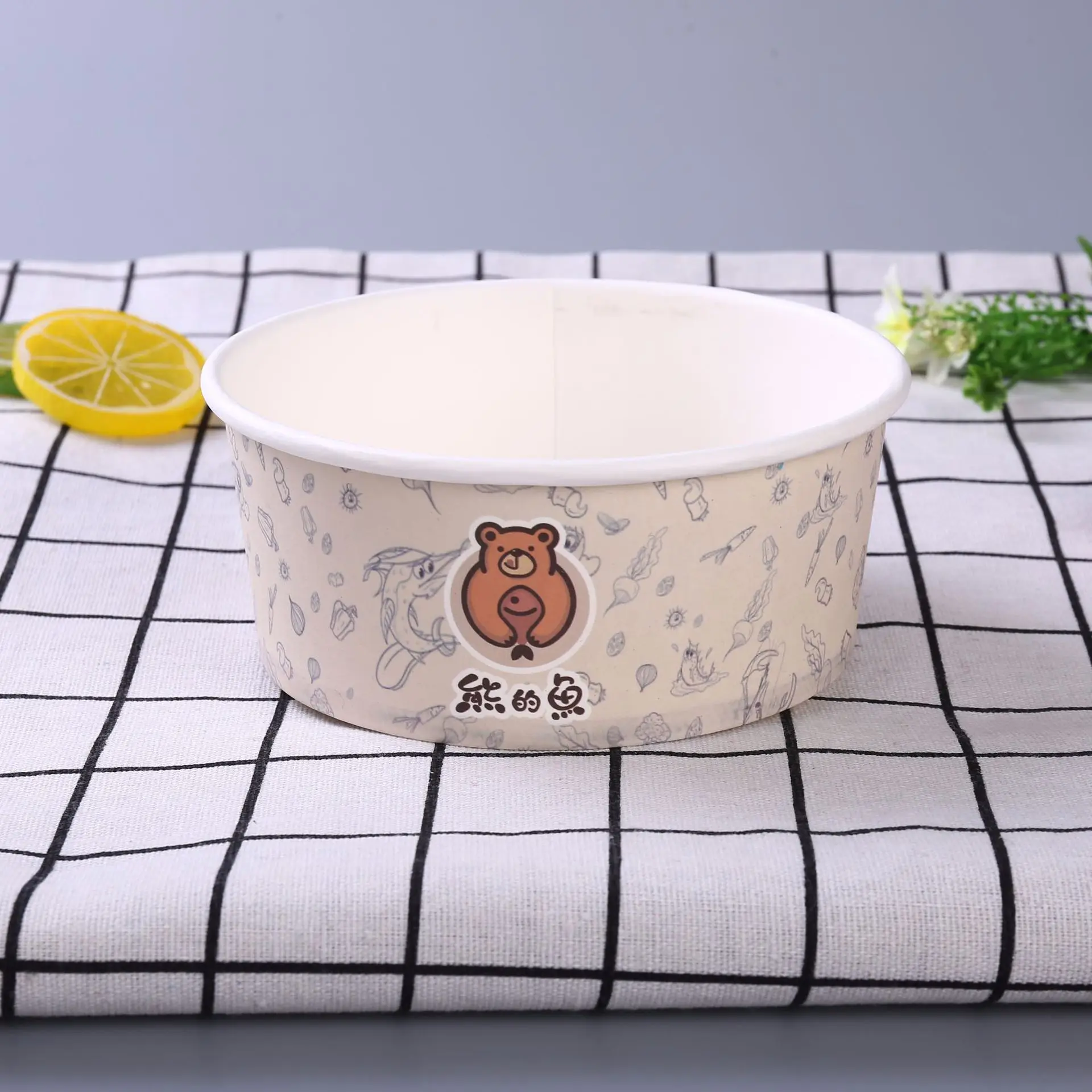 Disposable Food Grade Eco Paper Food Container Kraft Paper Soup Bowl