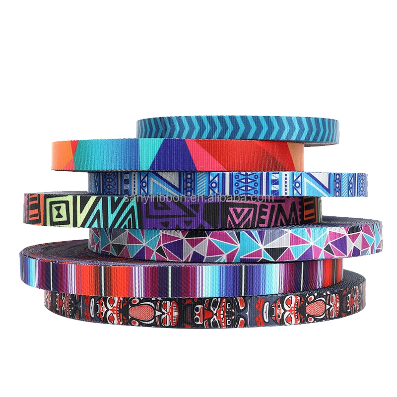 Factory Direct Sales Nylon Heat Transfer Webbing Polyester Printed Webbing Printed logo Buckle 1 Inch Nylon Webbing