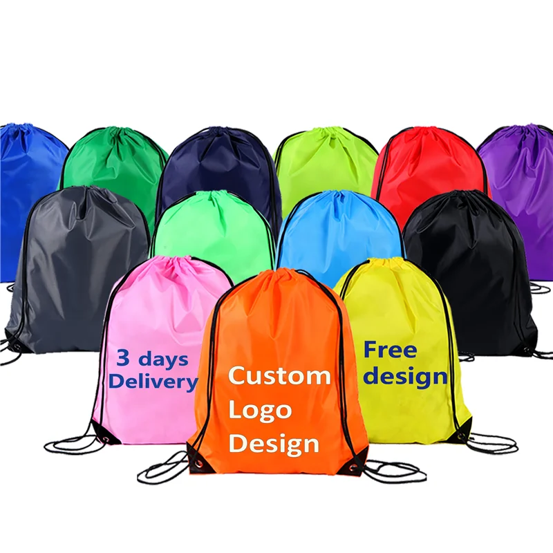 Hot Sale Cheap Waterproof Drawstring Backpacks Bag 210d Polyester Sports Draw String Bags Custom Logo Polyester Drawstring bag